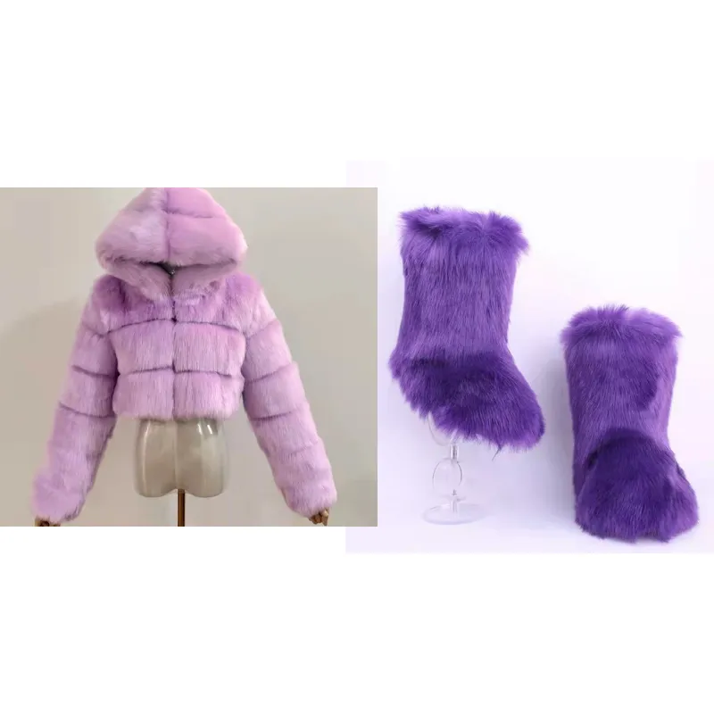 Fur/Bubble Jacket & Boots Set