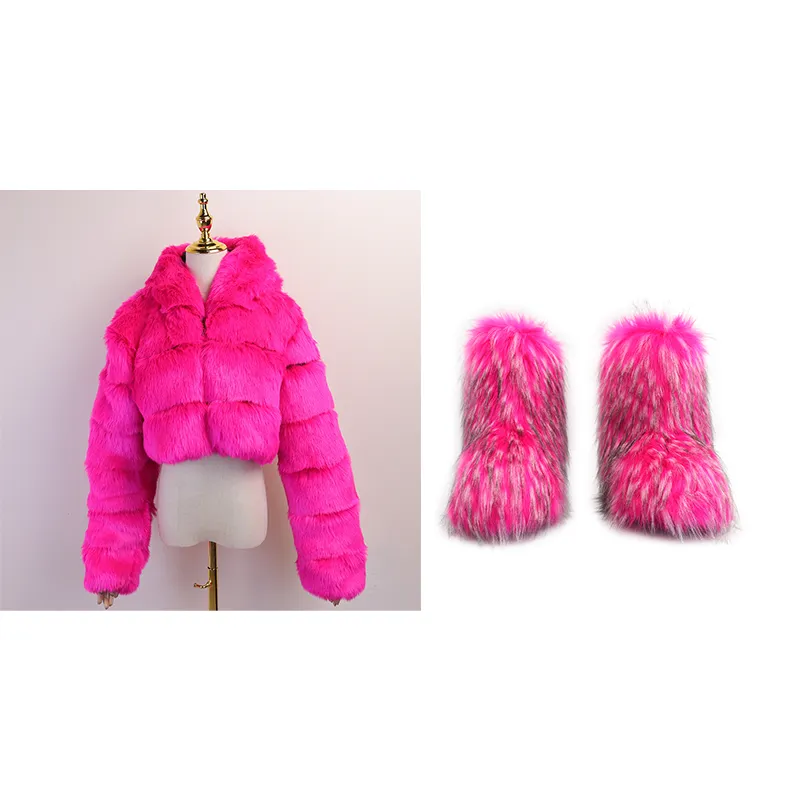 Fur/Bubble Jacket & Boots Set