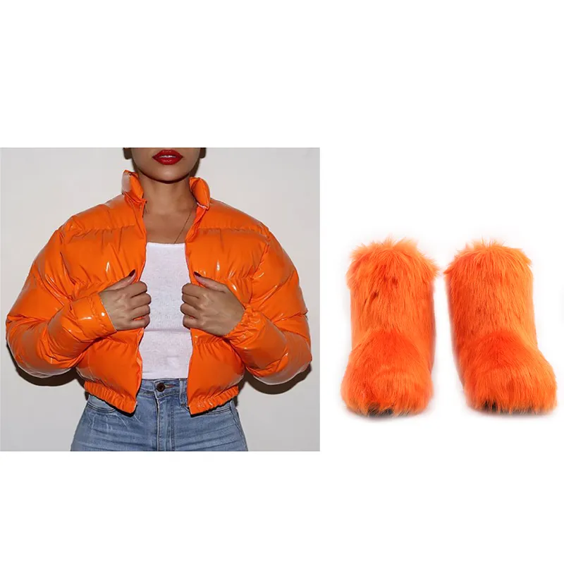 Fur/Bubble Jacket & Boots Set