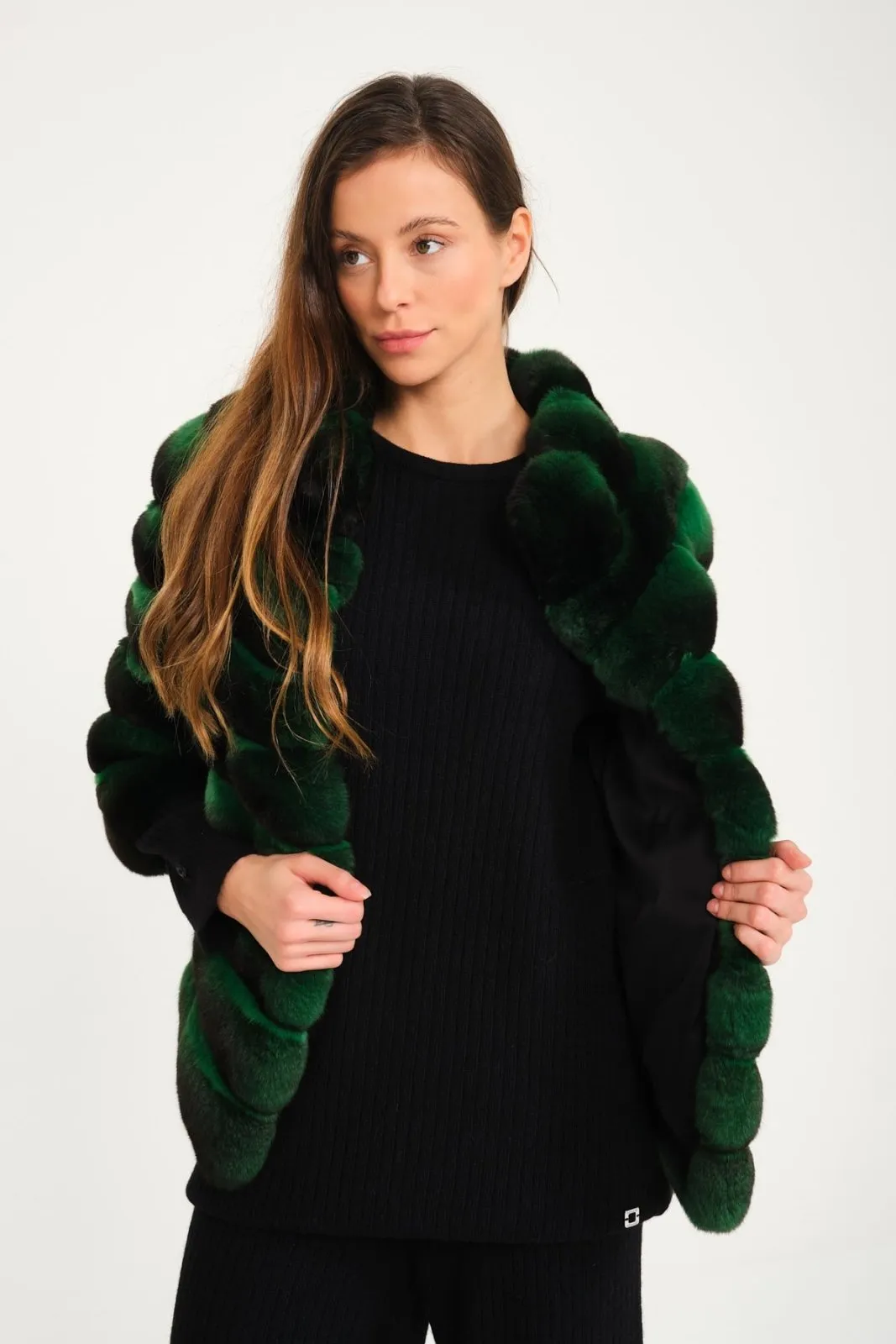 Green Chinchilla Fur Coat