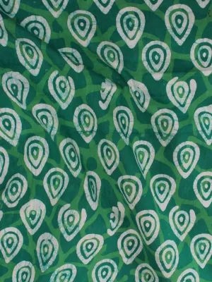 Green White Natural Dyed Hand Block Printed Cotton Fabric Per Meter - F0916324