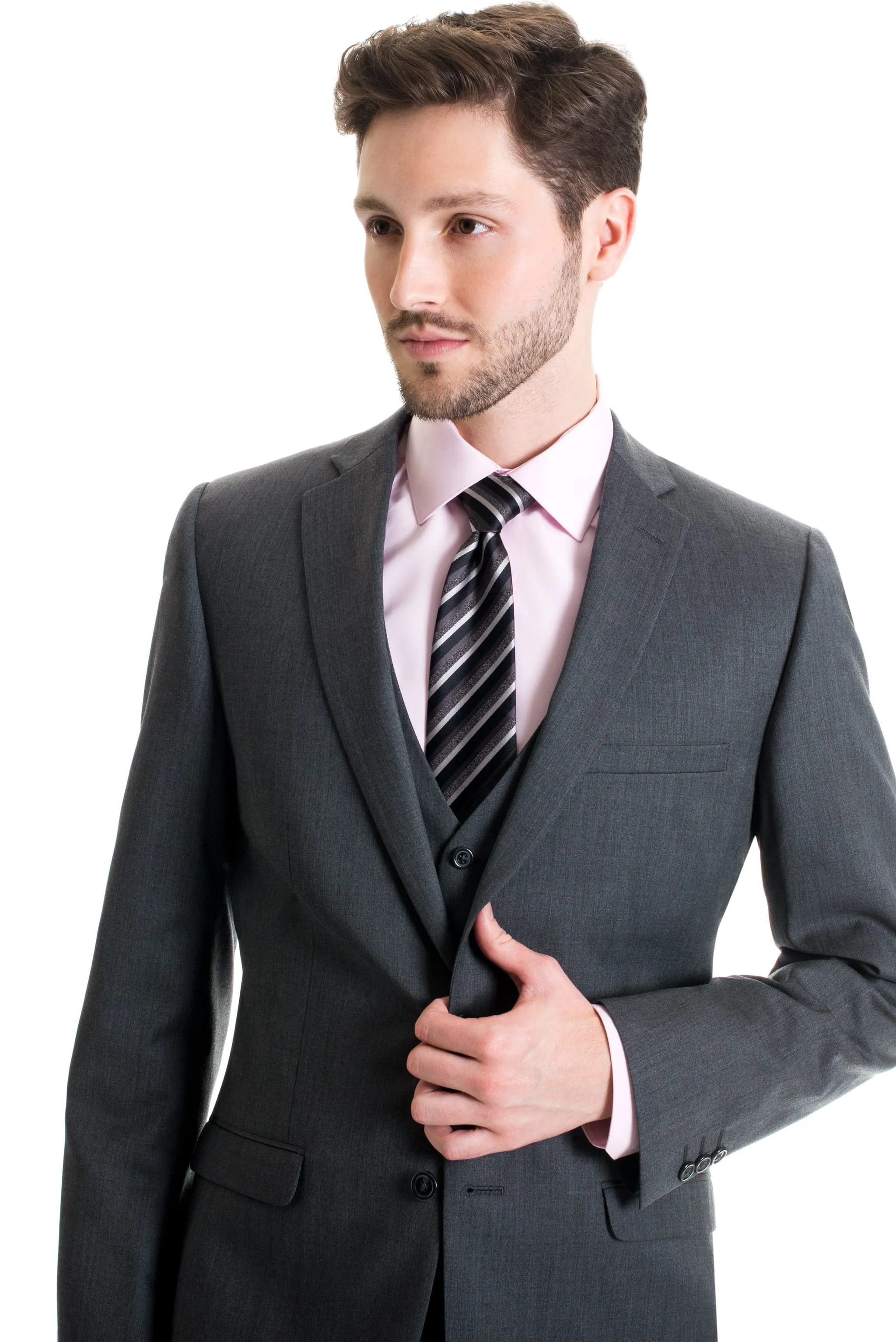 Grey Slim Fit Suit Coat - Super 120's