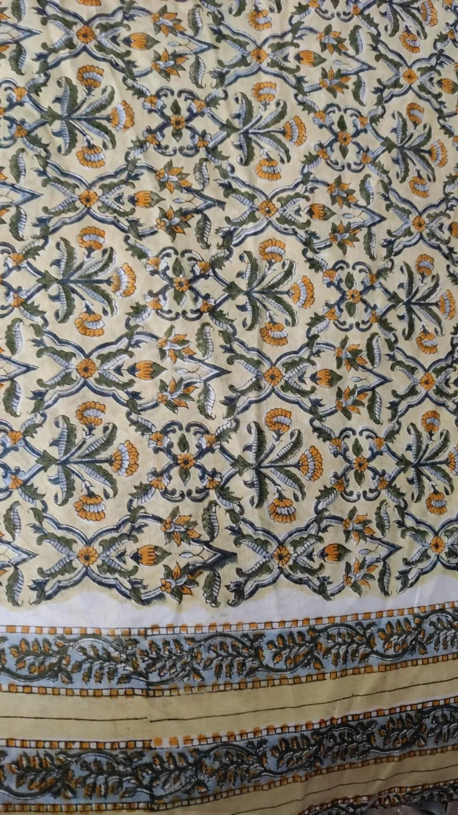 Hand Block Printed Cotton Fabric Per Meter - F001F2694