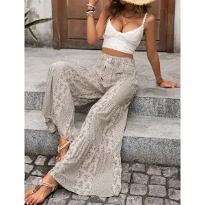 High Waisted Multi Print Wide Leg Pants