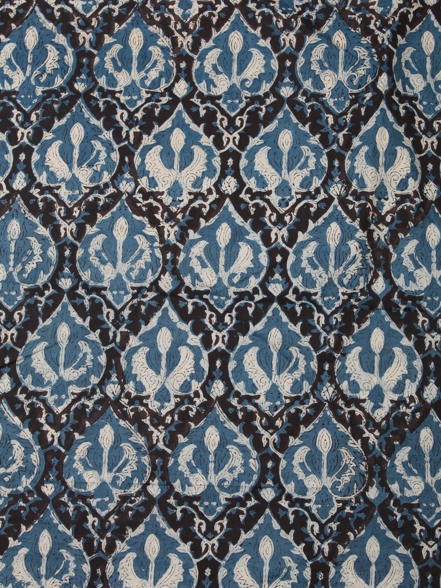 Indigo Black Hand Block Printed Cotton Fabric Per Meter - F001F2451