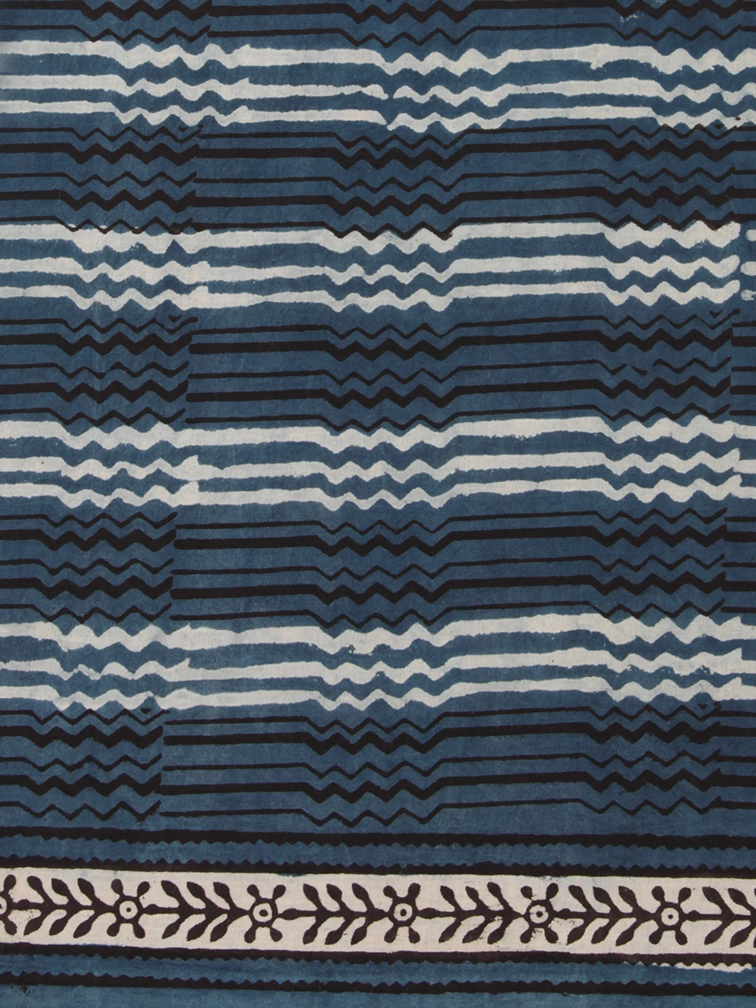 Indigo Black OffWhite Hand Block Printed Cotton Fabric Per Meter - F001F2463