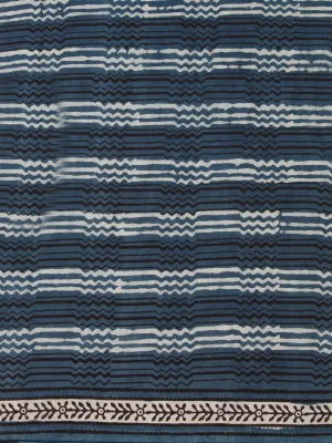 Indigo Black OffWhite Hand Block Printed Cotton Fabric Per Meter - F001F2463