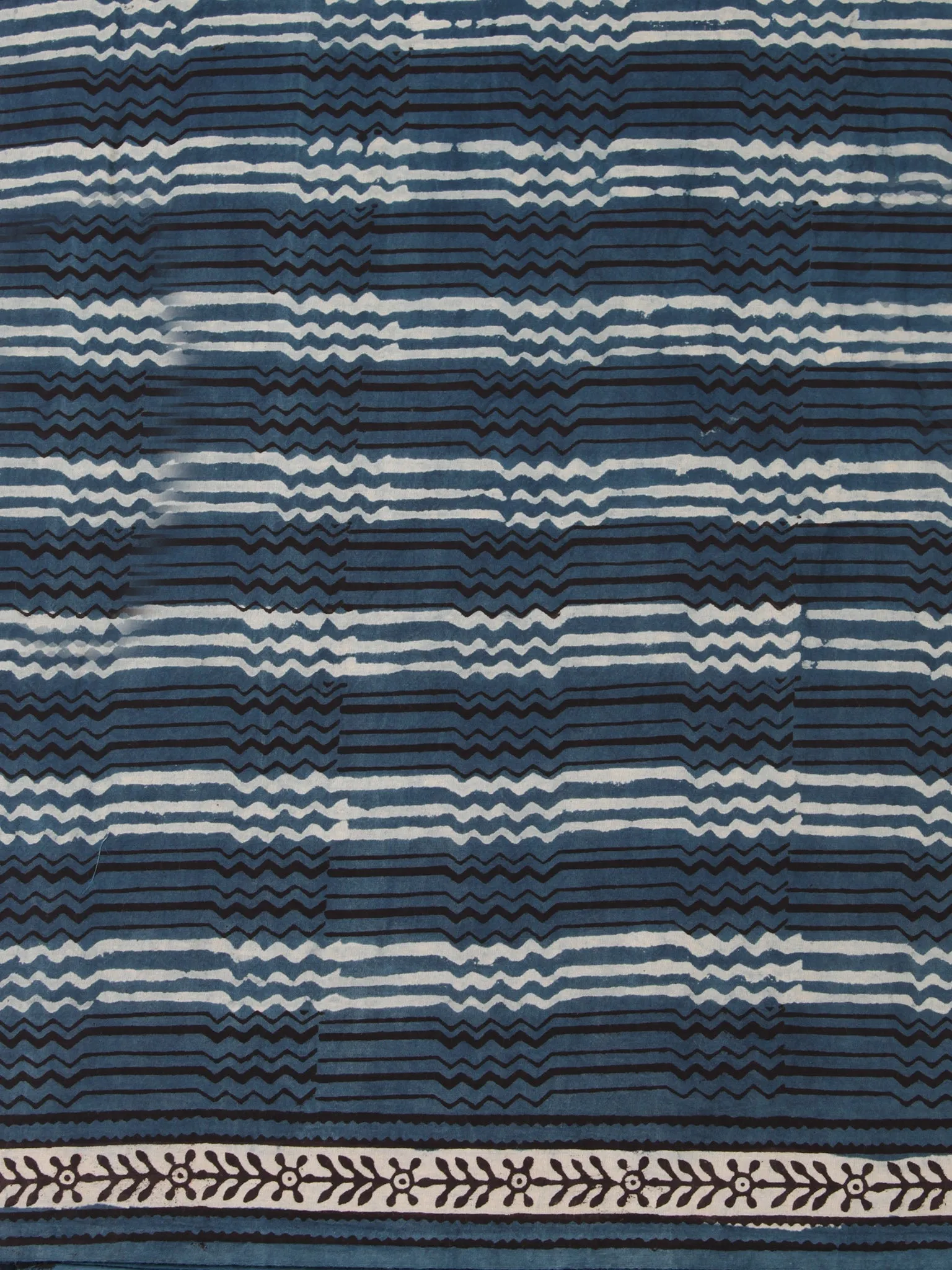 Indigo Black OffWhite Hand Block Printed Cotton Fabric Per Meter - F001F2463