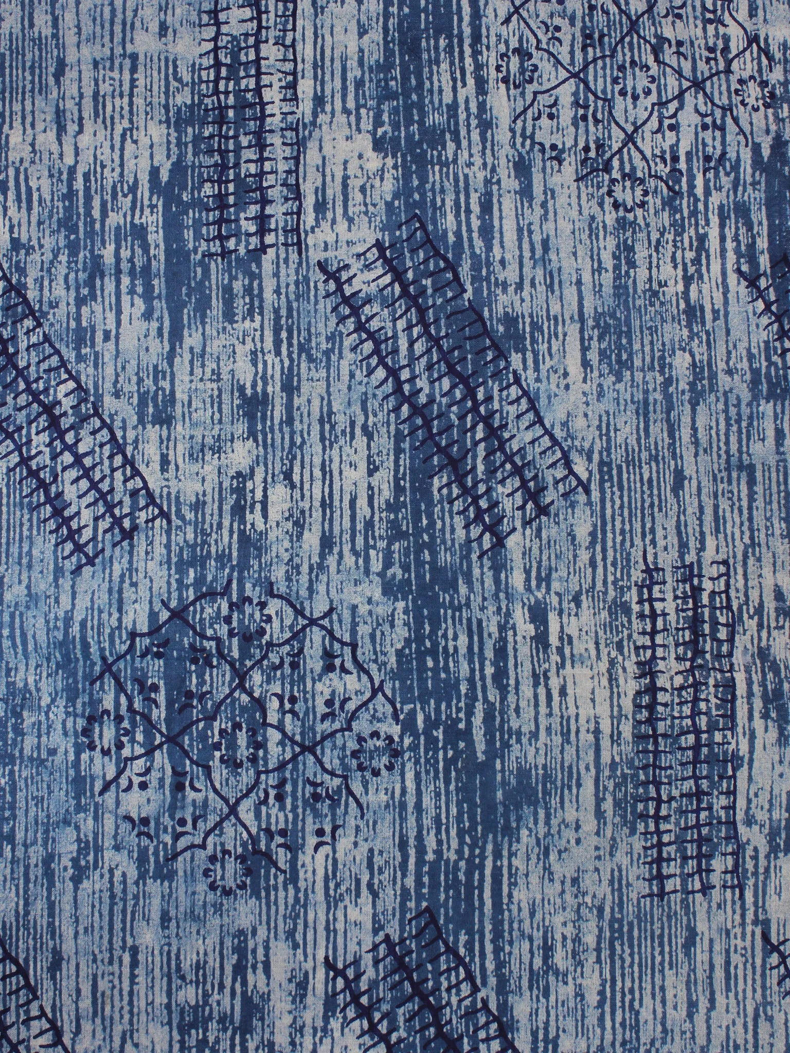 Indigo Blue Natural Dyed Hand Block Printed Cotton Fabric Per Meter - F0916359