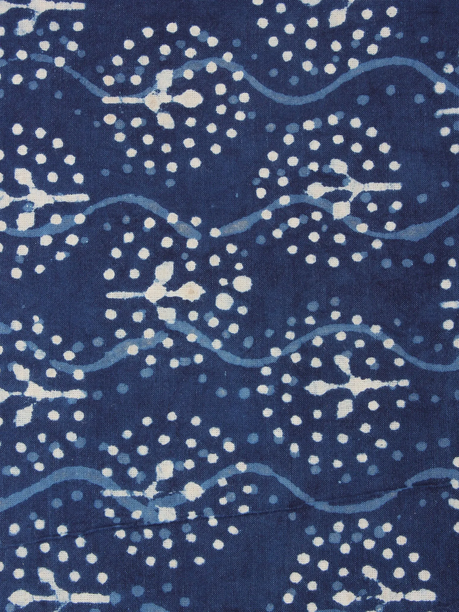 Indigo White Natural Dyed Hand Block Printed Cotton Fabric Per Meter - F0916203