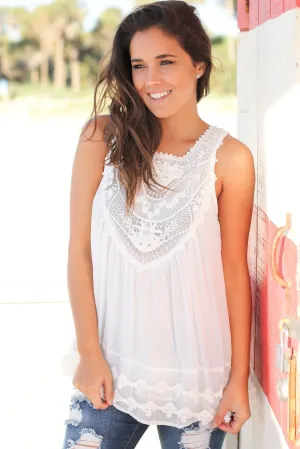 Ivory Chiffon Crochet Top