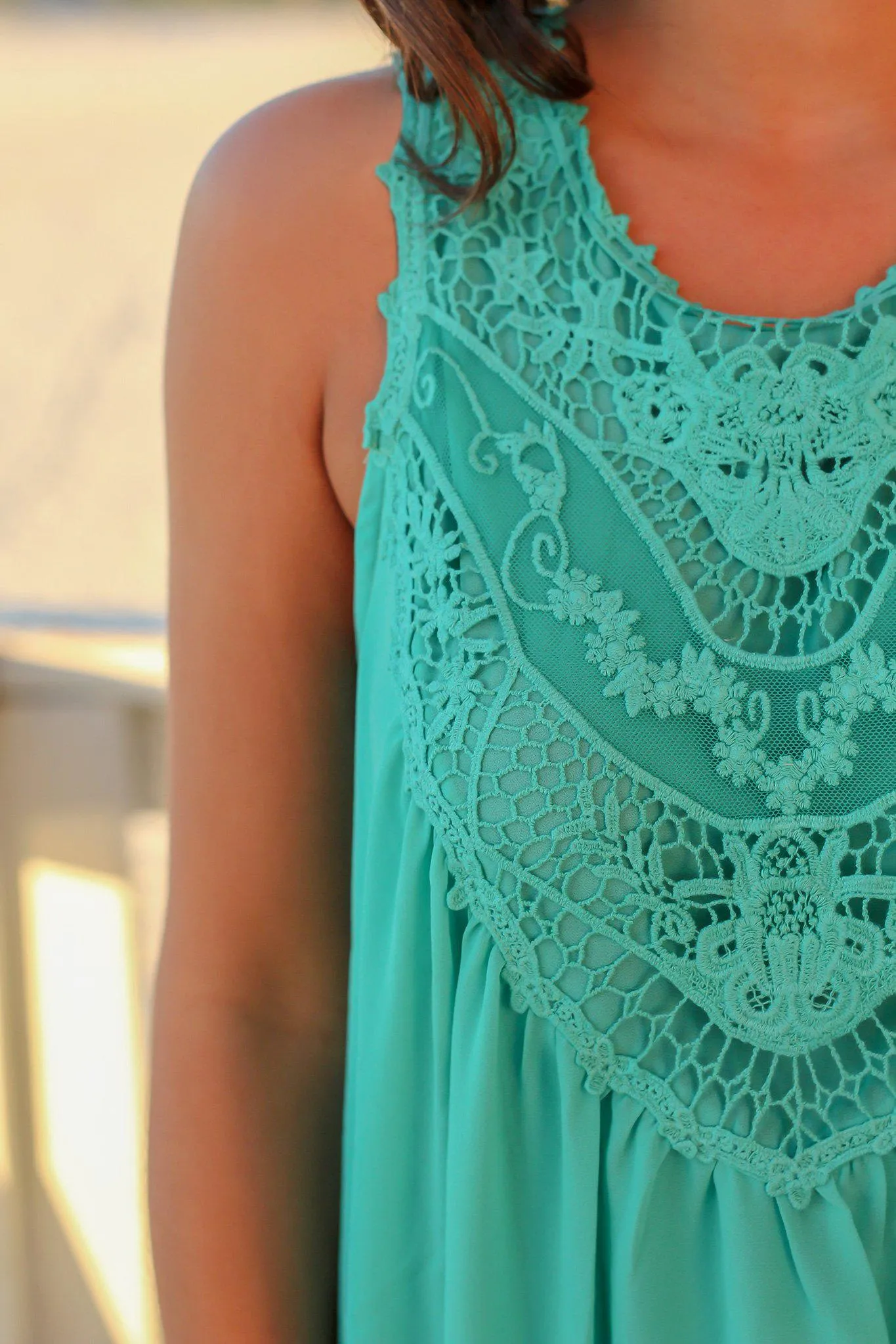 Jade Chiffon Crochet Top