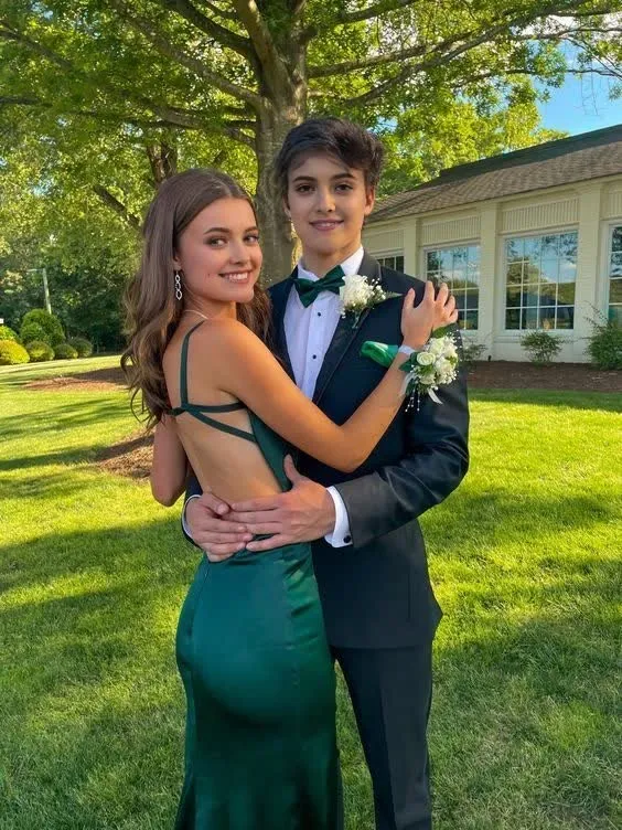 kamahe Simple Mermaid Dark Green Backless Long Prom Dresses Formal Dress