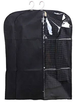 Kuber Industries 2 Pieces Half Transparent Non Woven Men's Coat Blazer Suit Cover (Black) -CTKTC41350