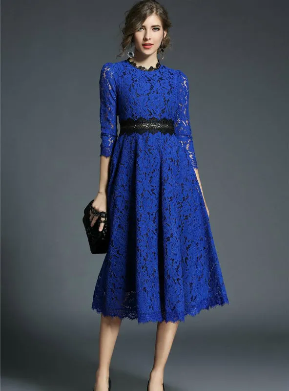 Lace Dresses Floral Crochet Hollow Out Patchwork