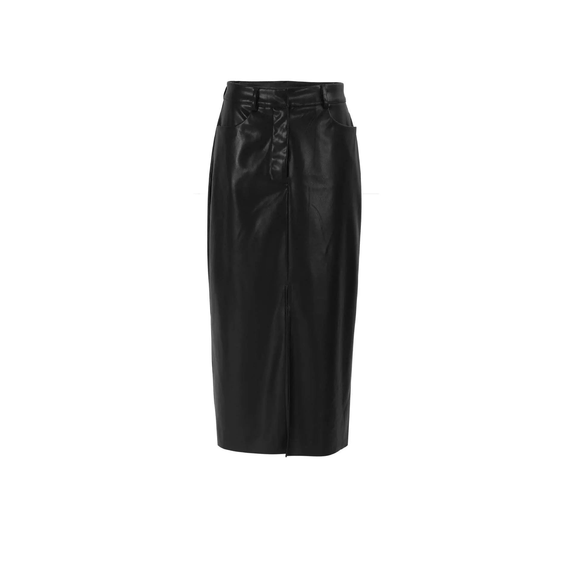 Ladies High Waist Leather Split Skirt BSQ3913