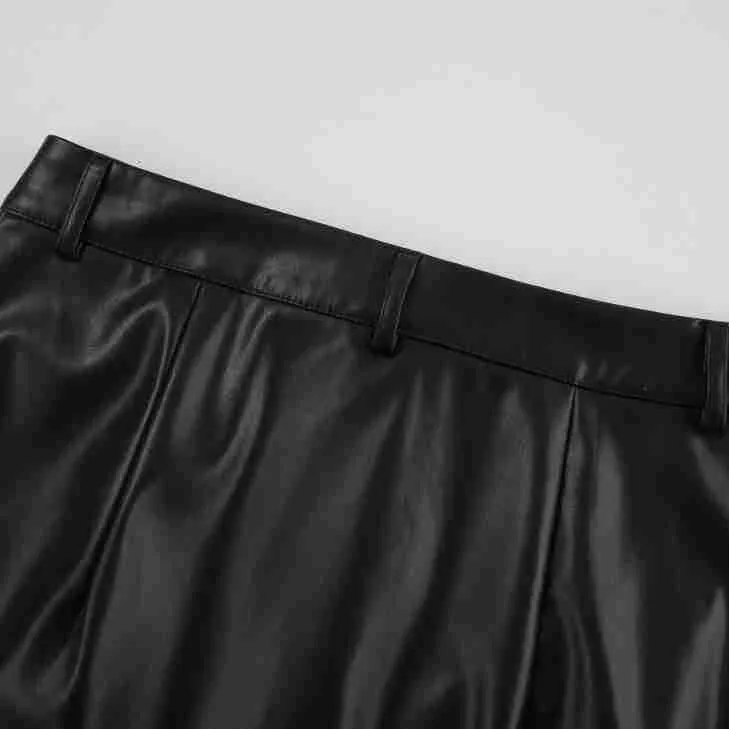 Ladies High Waist Leather Split Skirt BSQ3913