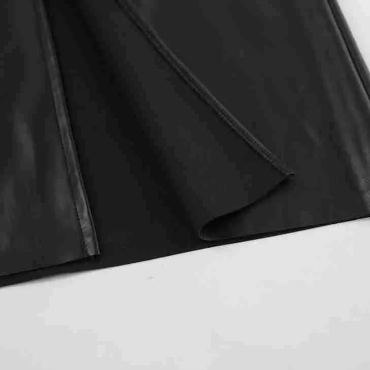 Ladies High Waist Leather Split Skirt BSQ3913