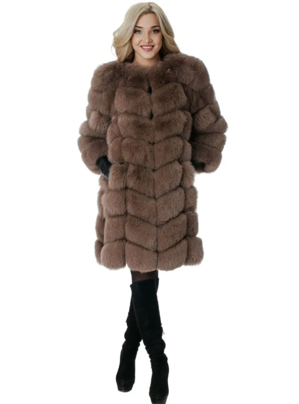 Long Fake Fox Fur Jacket Women Winter Faux Fox Fur