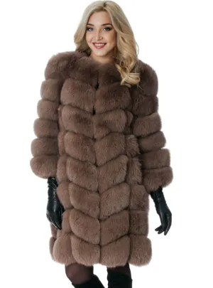 Long Fake Fox Fur Jacket Women Winter Faux Fox Fur