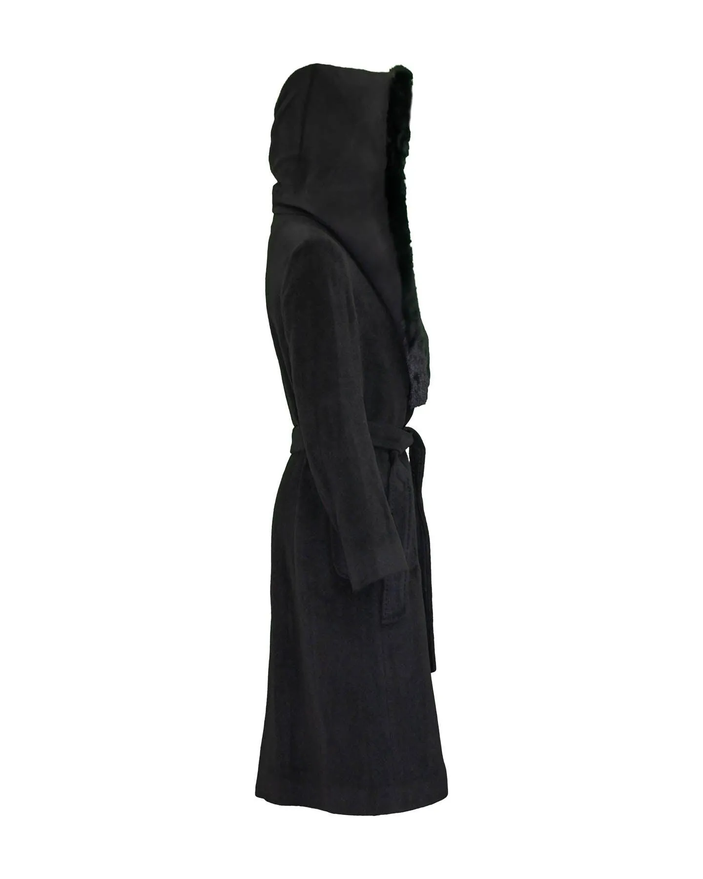 Long Hooded Coat Black