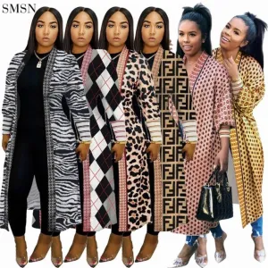 Long Threaded Printed Coat