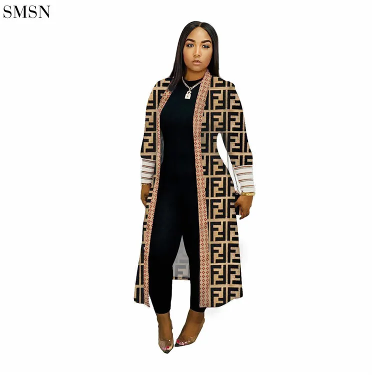 Long Threaded Printed Coat