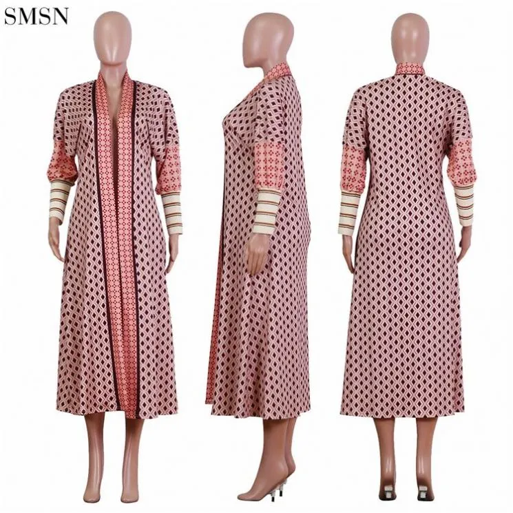 Long Threaded Printed Coat