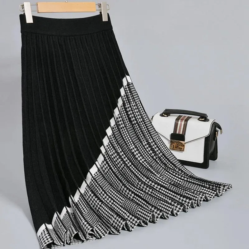 Luxurious Pleated A-line Maxi Skirt