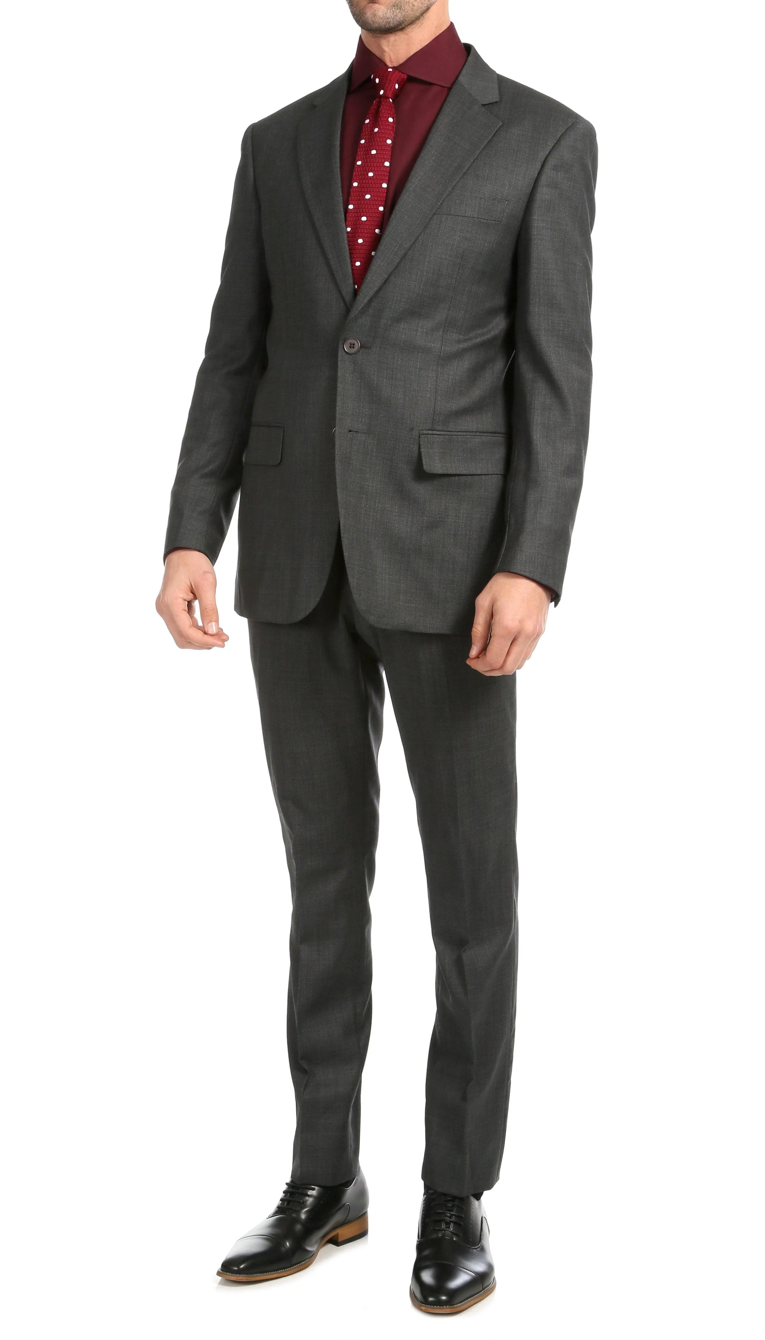 Mason Charcoal Men's Premium 2 Piece Wool Slim Fit Suit