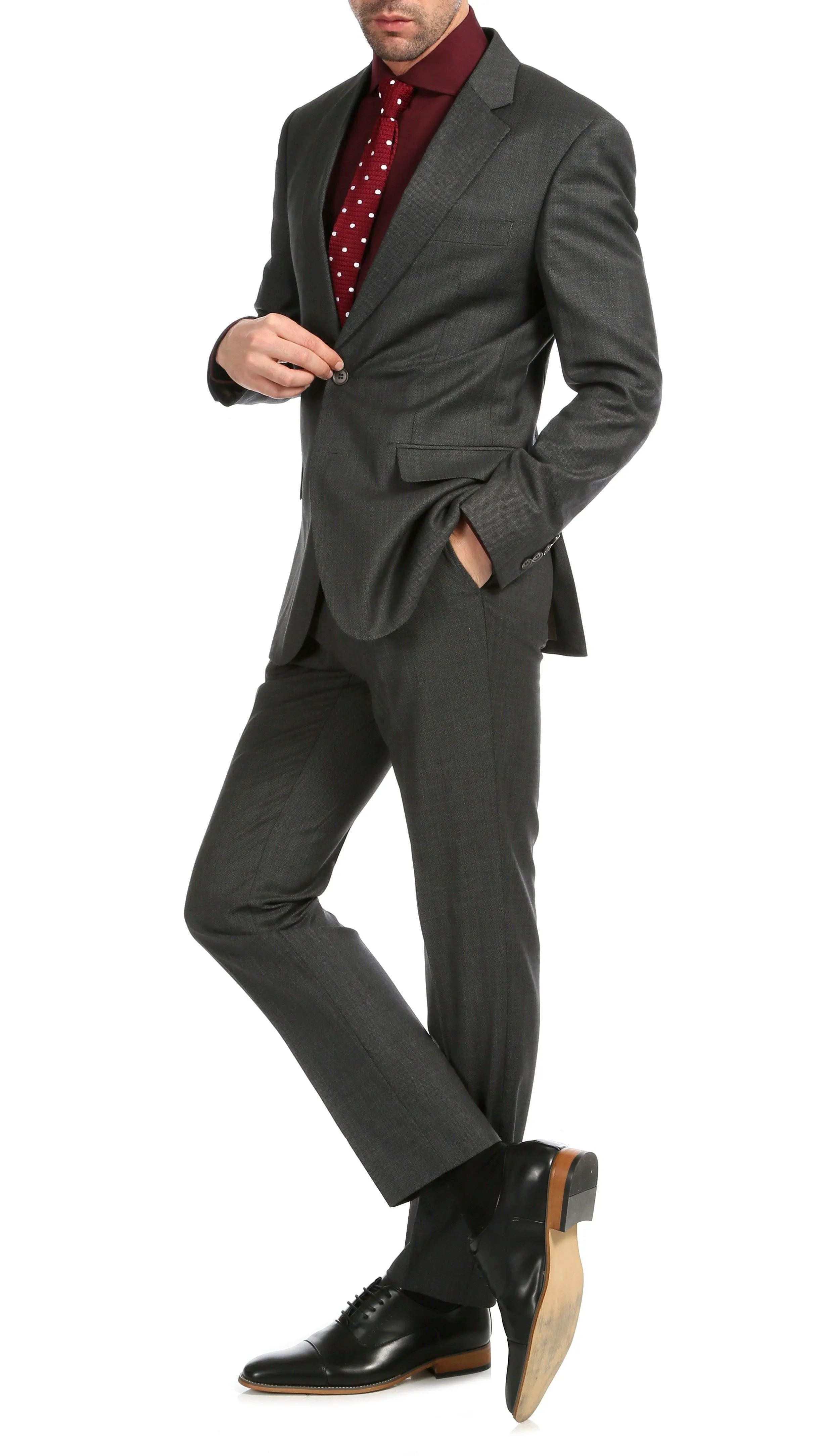 Mason Charcoal Men's Premium 2 Piece Wool Slim Fit Suit