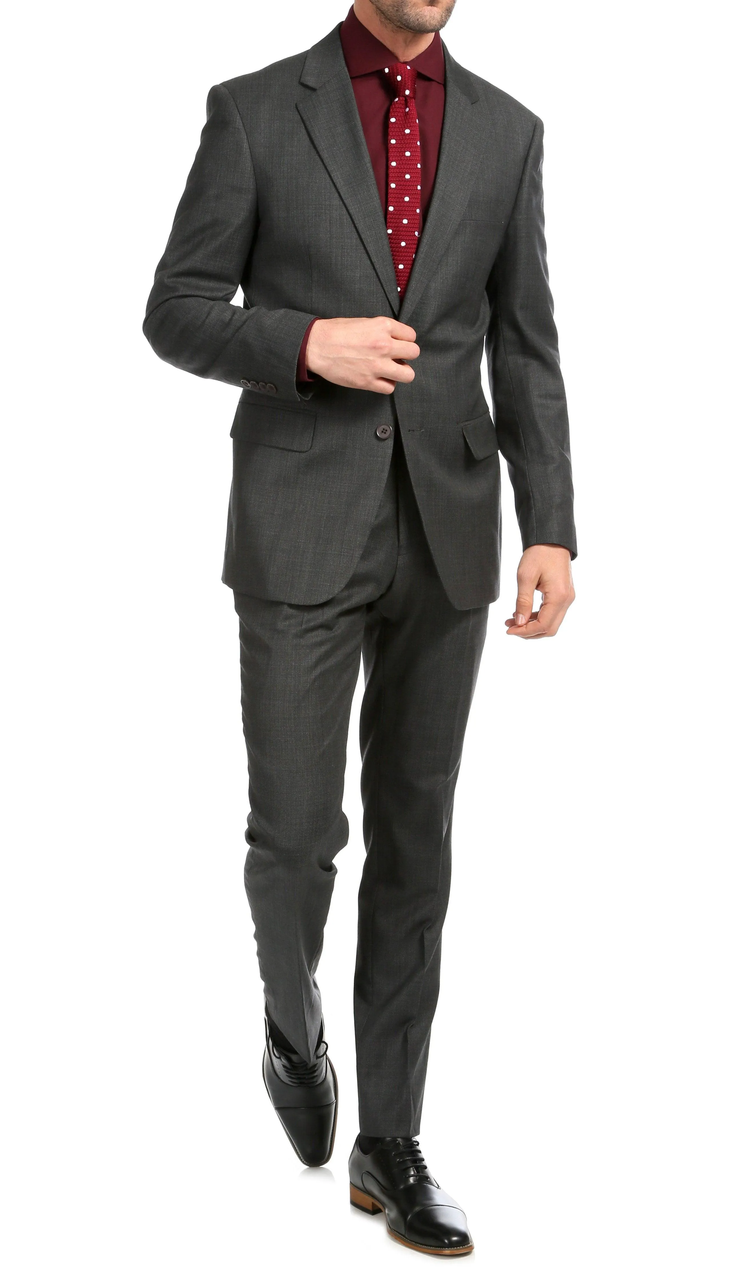 Mason Charcoal Men's Premium 2 Piece Wool Slim Fit Suit