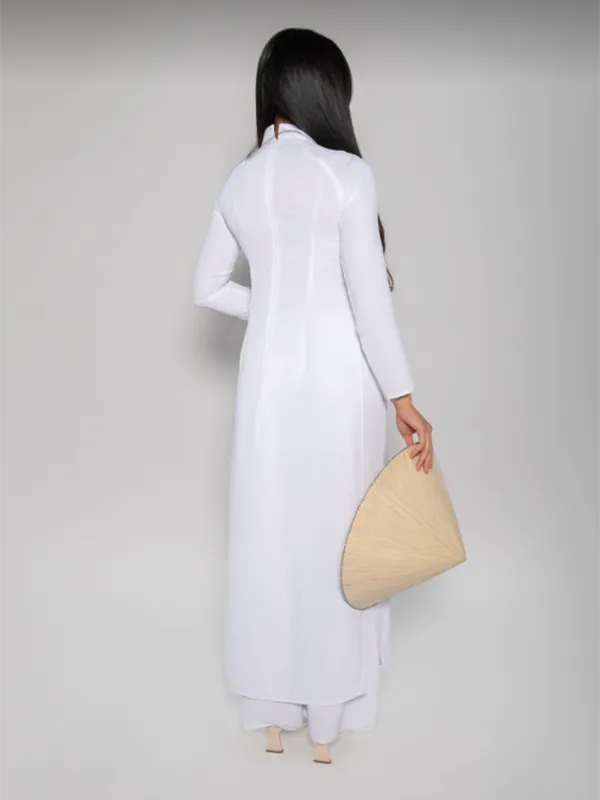 Minimalist White Vietnamese White Dress ST15