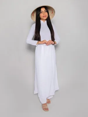 Minimalist White Vietnamese White Dress ST15