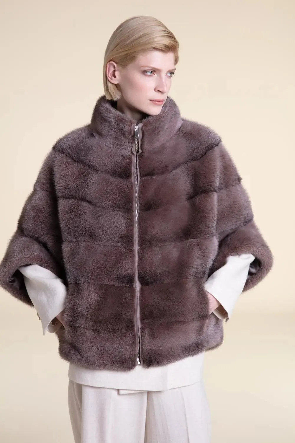 Mink jacket brown