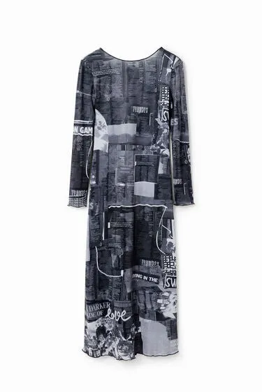 Newspaper Midi Dress