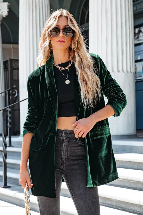 Officially Impressive Velvet Long Sleeve Blazer - 7 Colors