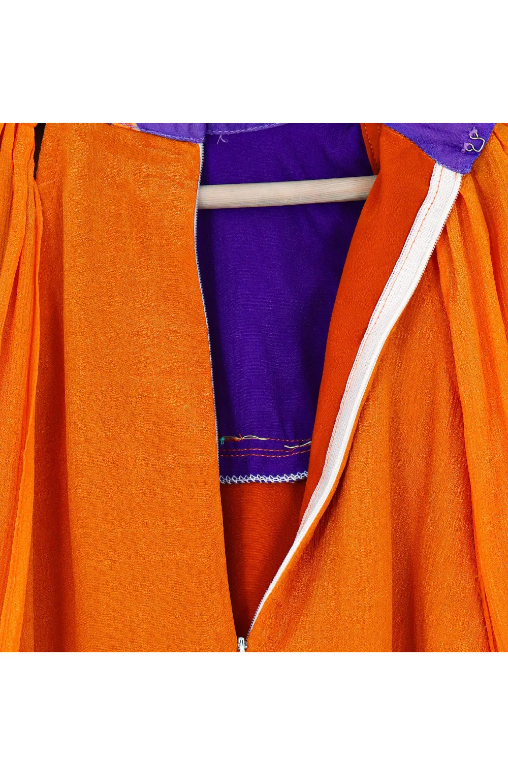 Orange And Purple Camel Printed Top With Attached Dupatta And Palazzo Set