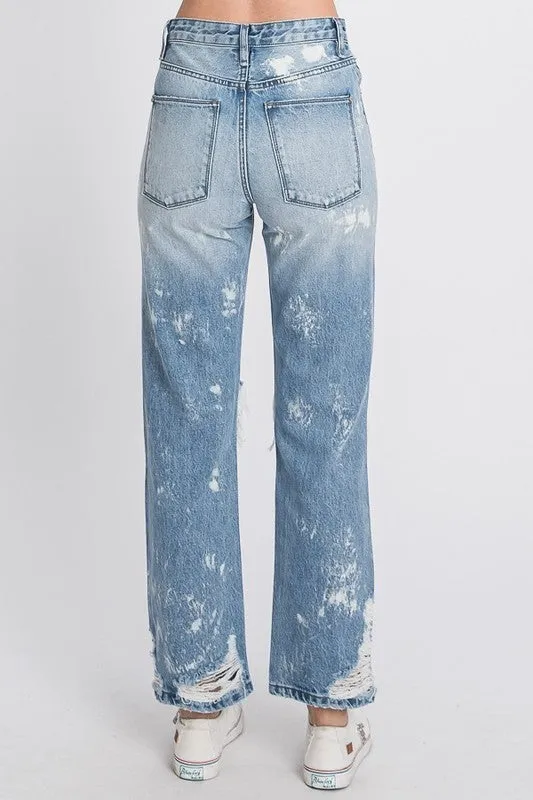 Petra High Rise Bleached Vintage Straight Jeans