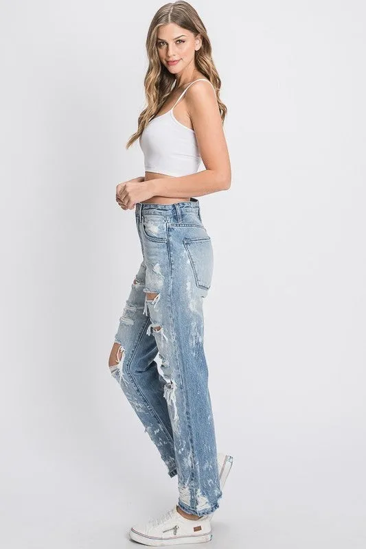 Petra High Rise Bleached Vintage Straight Jeans