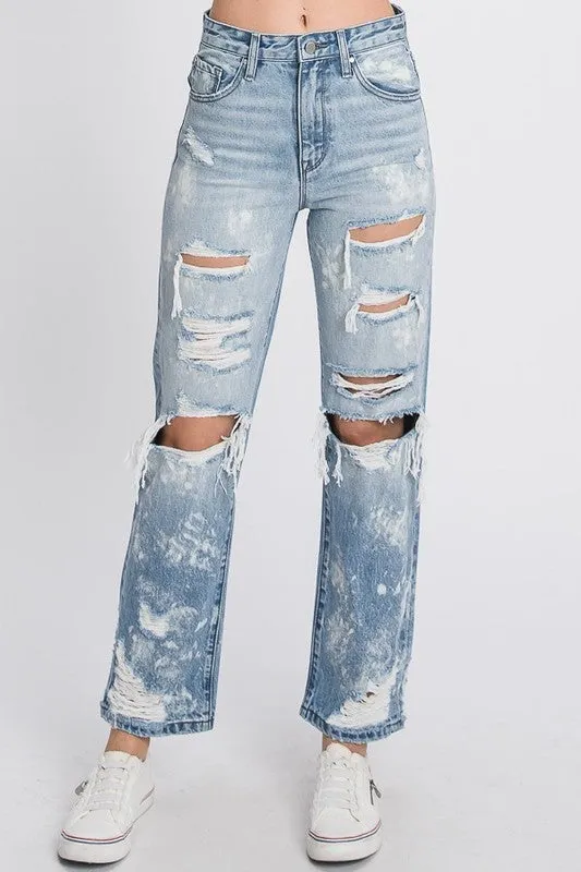 Petra High Rise Bleached Vintage Straight Jeans