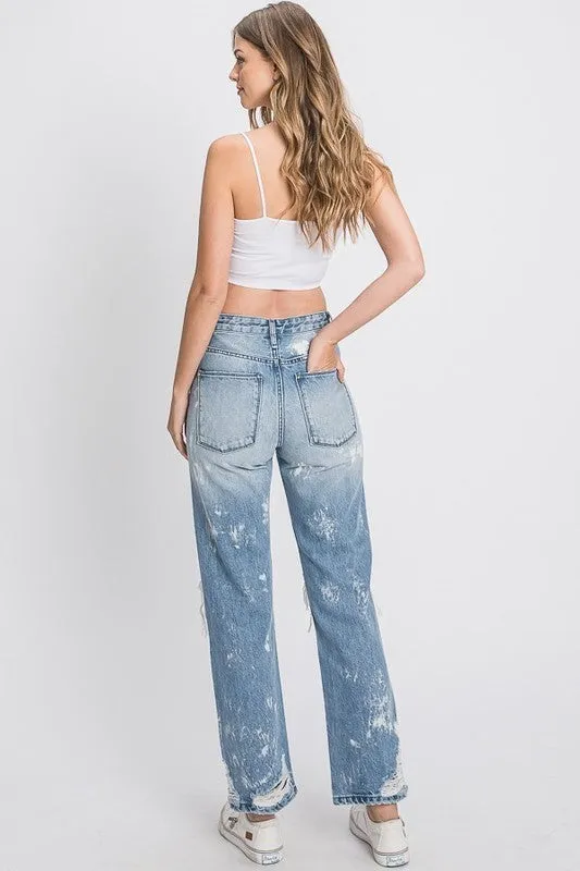 Petra High Rise Bleached Vintage Straight Jeans