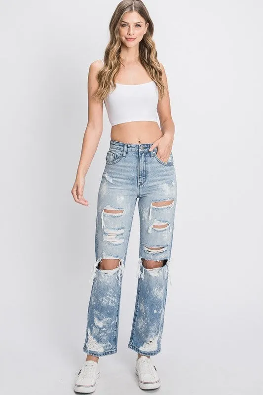 Petra High Rise Bleached Vintage Straight Jeans