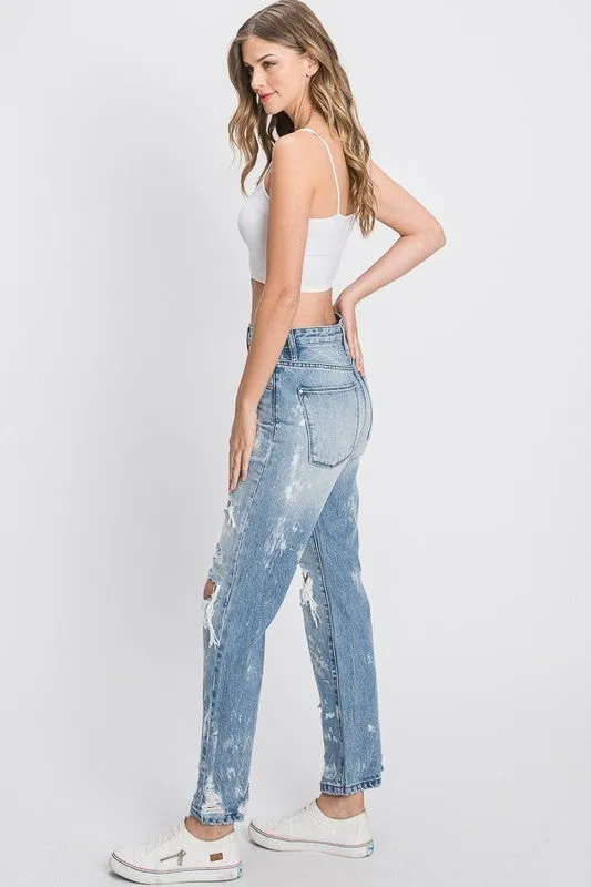 Petra High Rise Bleached Vintage Straight Jeans