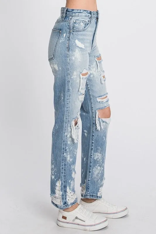 Petra High Rise Bleached Vintage Straight Jeans