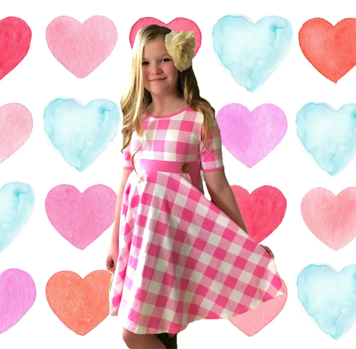 Pink Plaid twirl dress