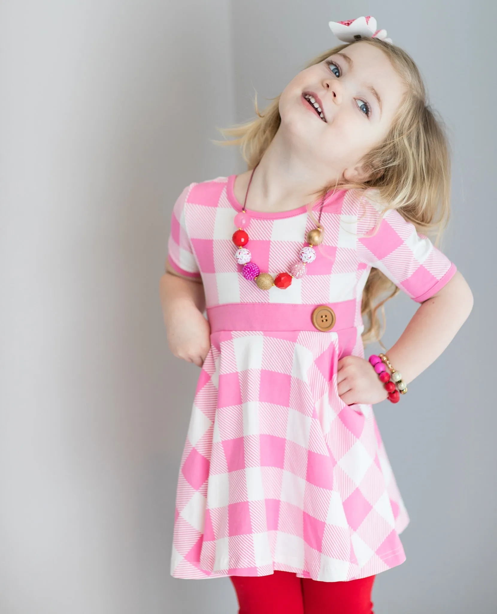 Pink Plaid twirl dress