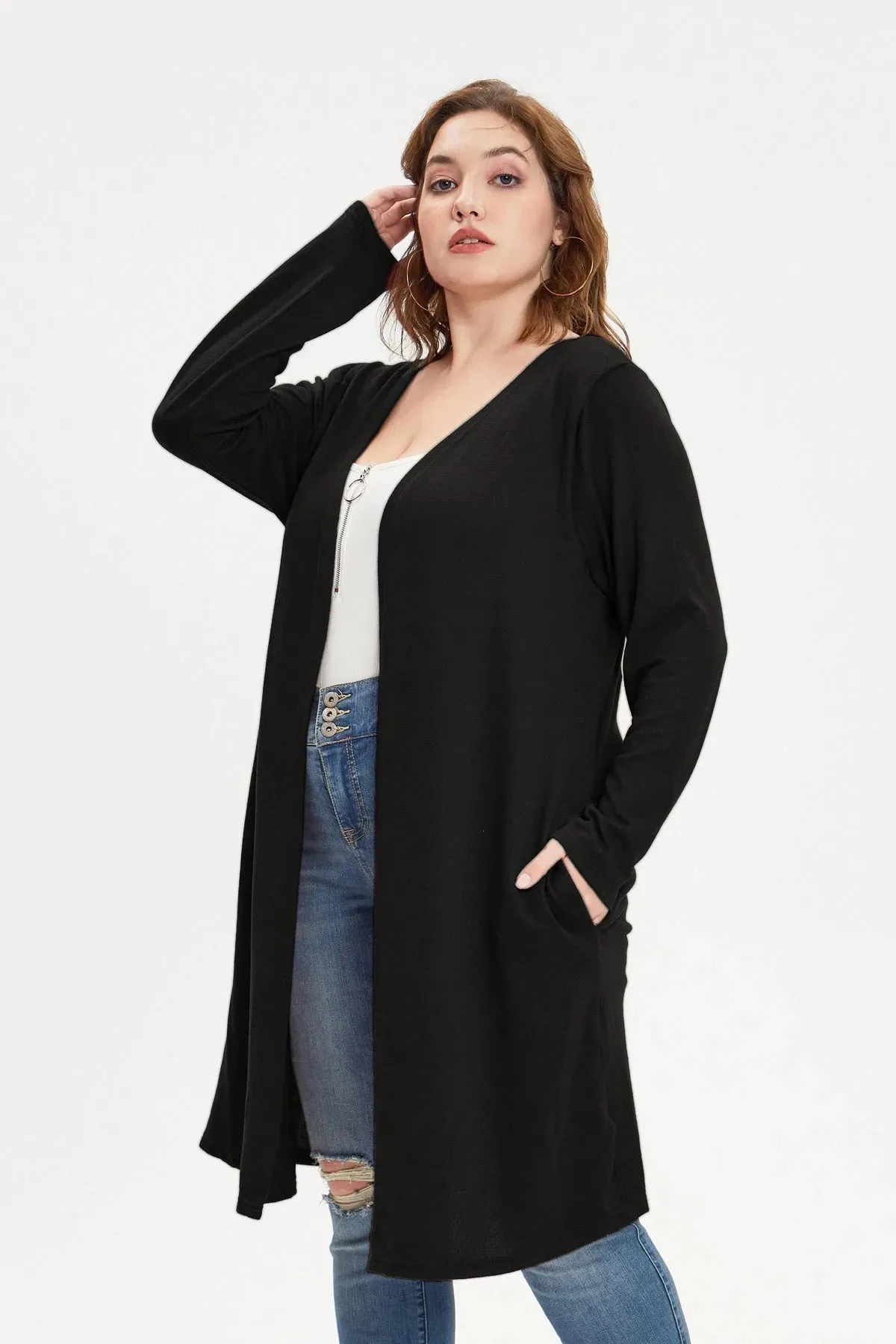 Plain Black Long Sleeves Coat