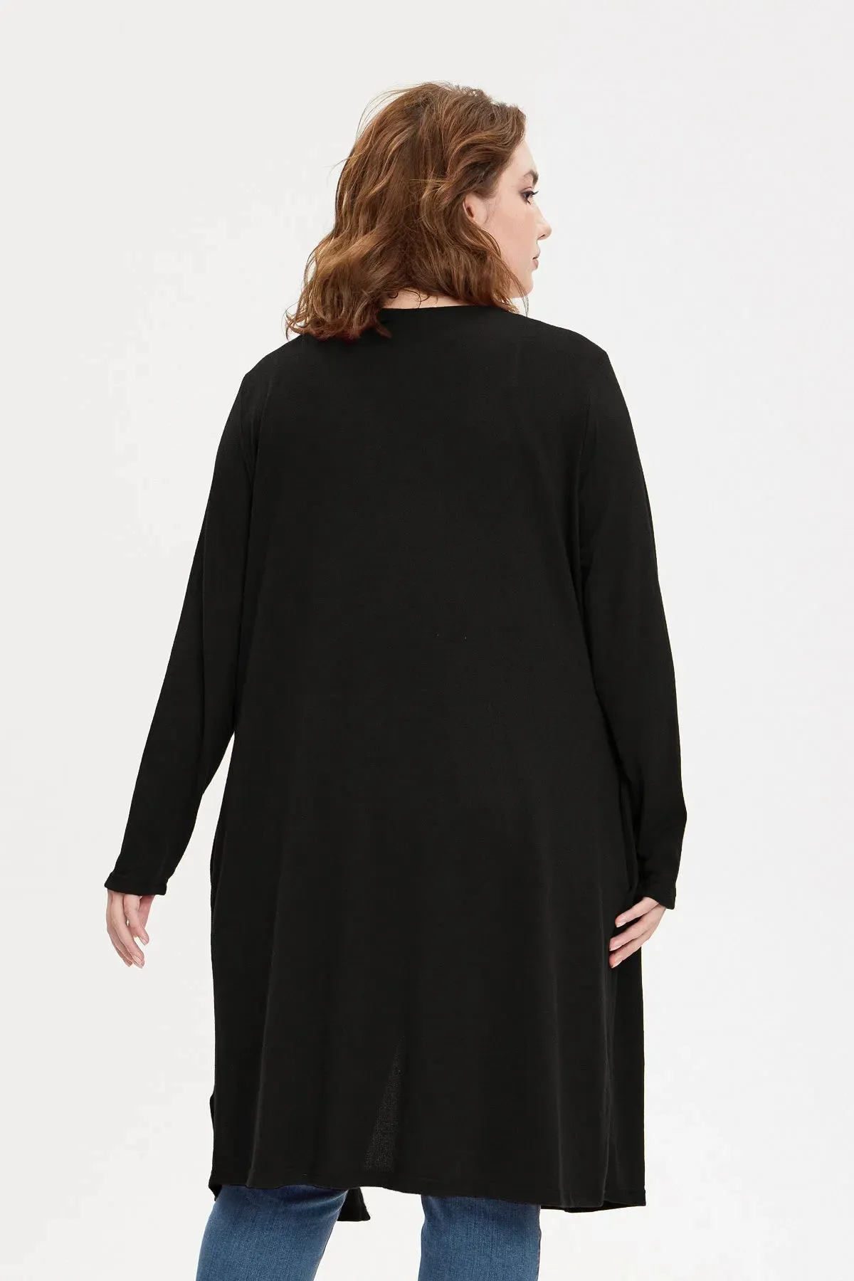 Plain Black Long Sleeves Coat