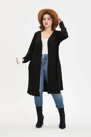 Plain Black Long Sleeves Coat